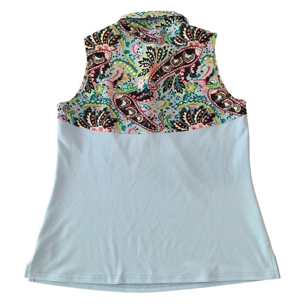 Jack Smith Paisley Baby Blue Golf Sleeveless Polo Preppy Sz M